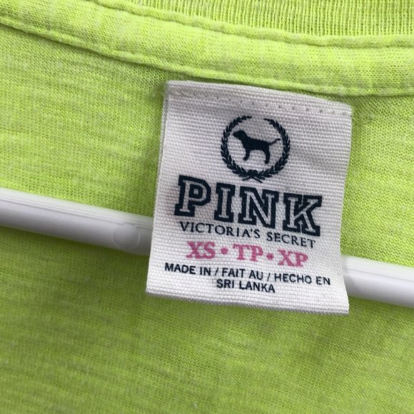Pink Victorias Secret Womens Green Short Sleeve V Neck Pullover T Shirt Size XS - Picture 3 of 6
